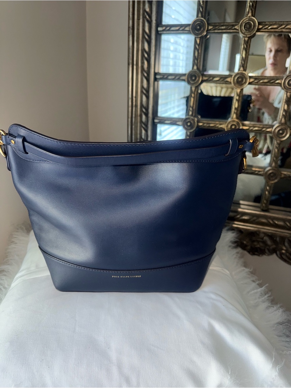 Polo Ralph Lauren Navy Leather Hobo S Bag - EXCELLENT - Picture 4 of 14